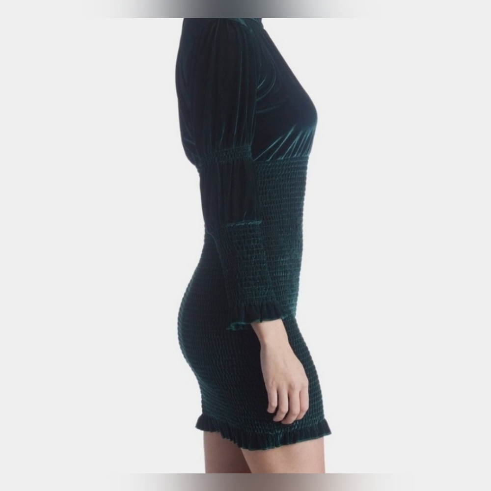 NWT French Connection Bodycon Velvet Dark Green Mini Dress Size M - Picture 3 of 8